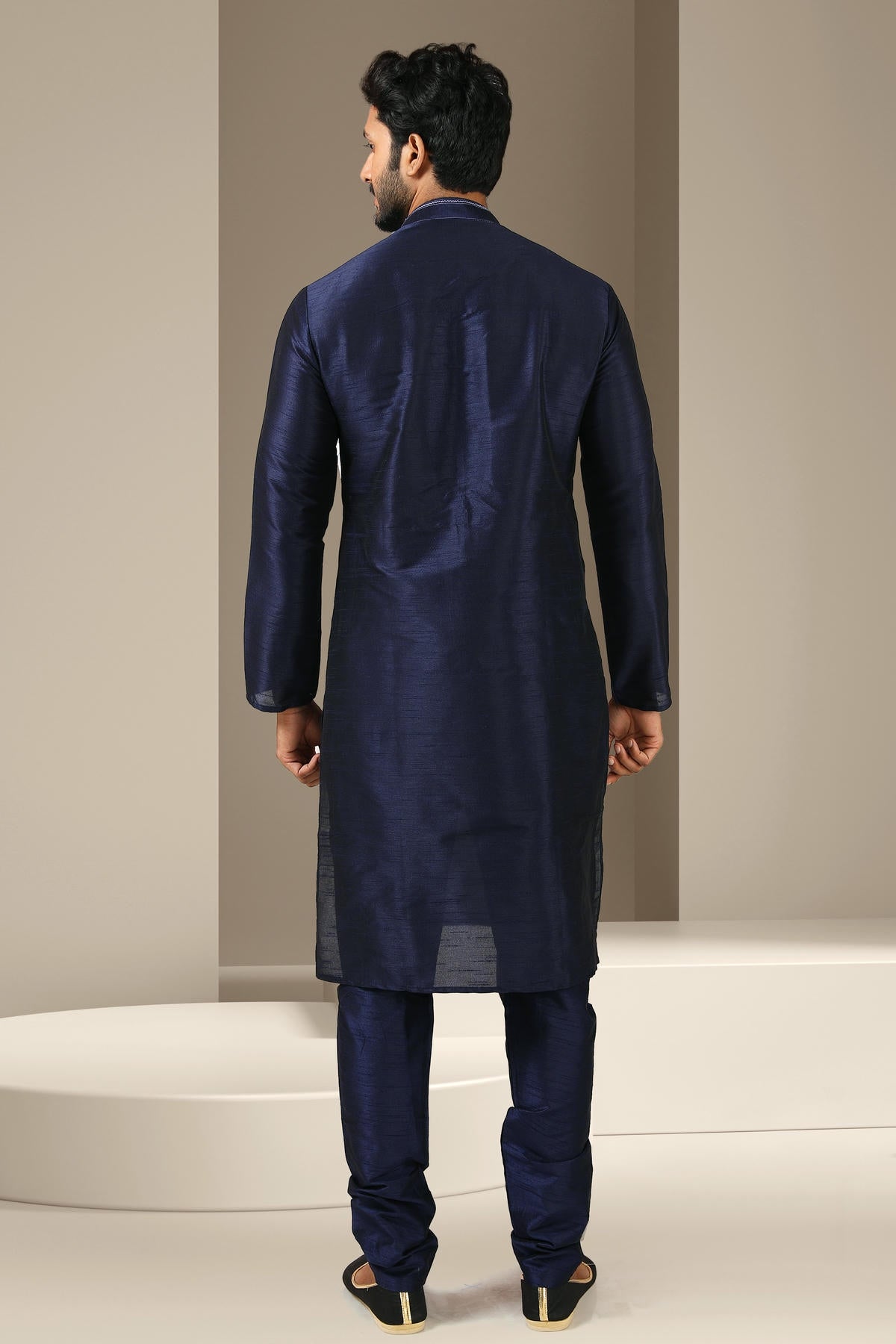 Banarasi Art Silk Kurta Pajama In Navy Blue colour KP1230301 D
