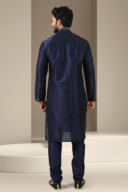 Banarasi Art Silk Kurta Pajama In Navy Blue colour KP1230301 D