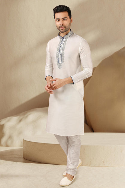 Banarasi Art Silk Kurta Pajama In Off White colour KP1230295 C