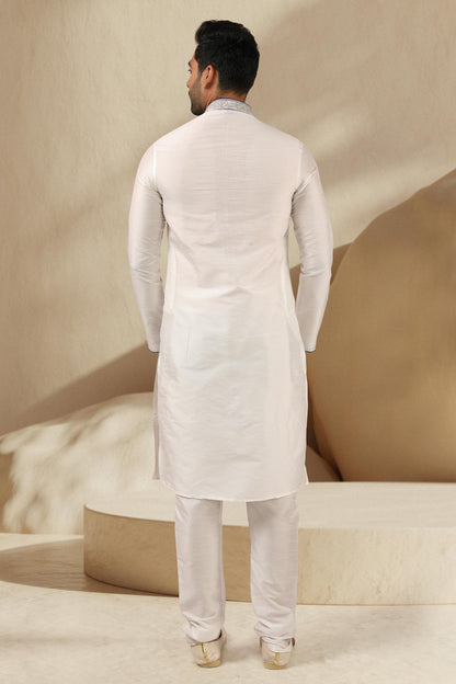 Banarasi Art Silk Kurta Pajama In Off White colour KP1230295 D