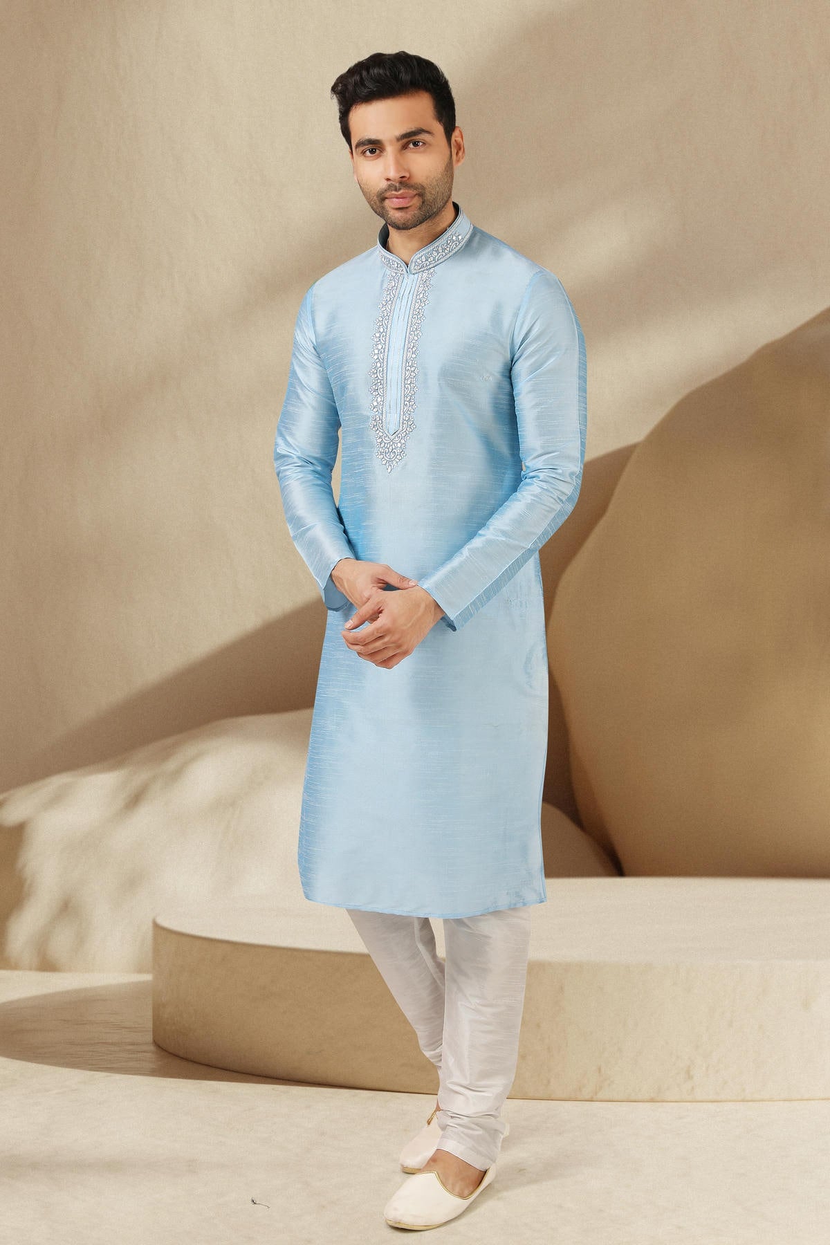 Banarasi Art Silk Kurta Pajama In Off White colour KP1230299 A