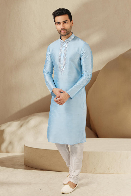 Banarasi Art Silk Kurta Pajama In Off White colour KP1230299 A