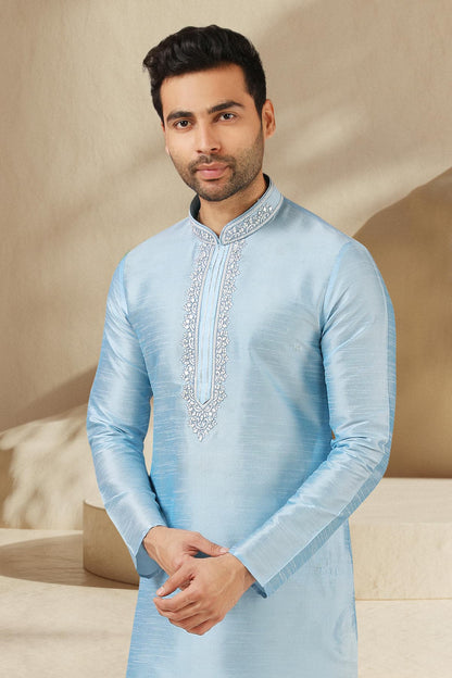 Banarasi Art Silk Kurta Pajama In Off White colour KP1230299 B
