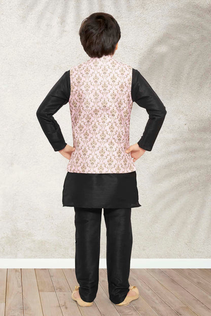 Banarasi Silk Digital Printed Light Pink Colour 3 Pcs Jacket Set