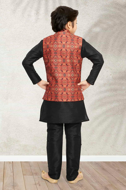 Banarasi Silk Digital Printed Maroon Colour 3 Pcs Jacket Set