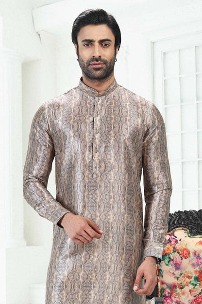 Banarasi Silk Kurta Pajama In Cream Grey colour KP1230405 D