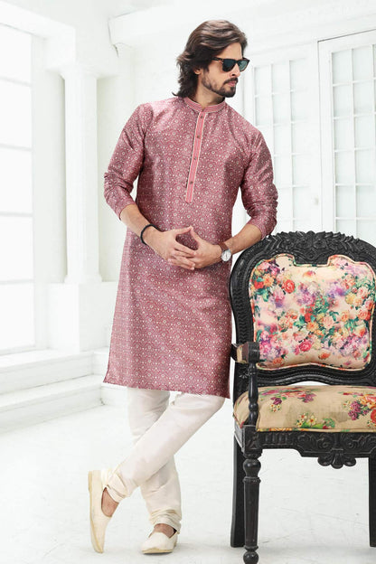 Banarasi Silk Kurta Pajama In Dark Pink colour KP1230389 B