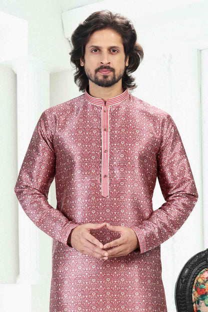 Banarasi Silk Kurta Pajama In Dark Pink colour KP1230389 D