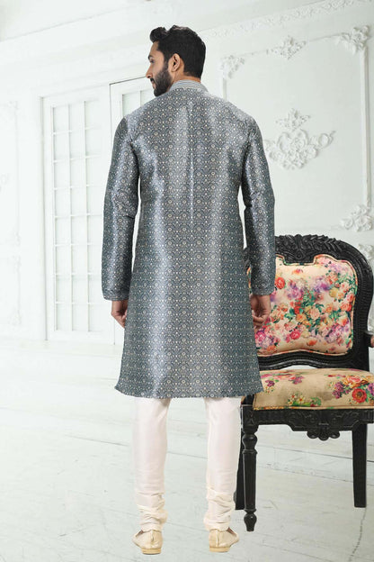 Banarasi Silk Kurta Pajama In Grey colour KP1230388 C
