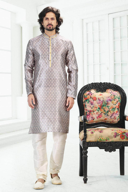 Banarasi Silk Kurta Pajama In Grey colour KP1230393 A