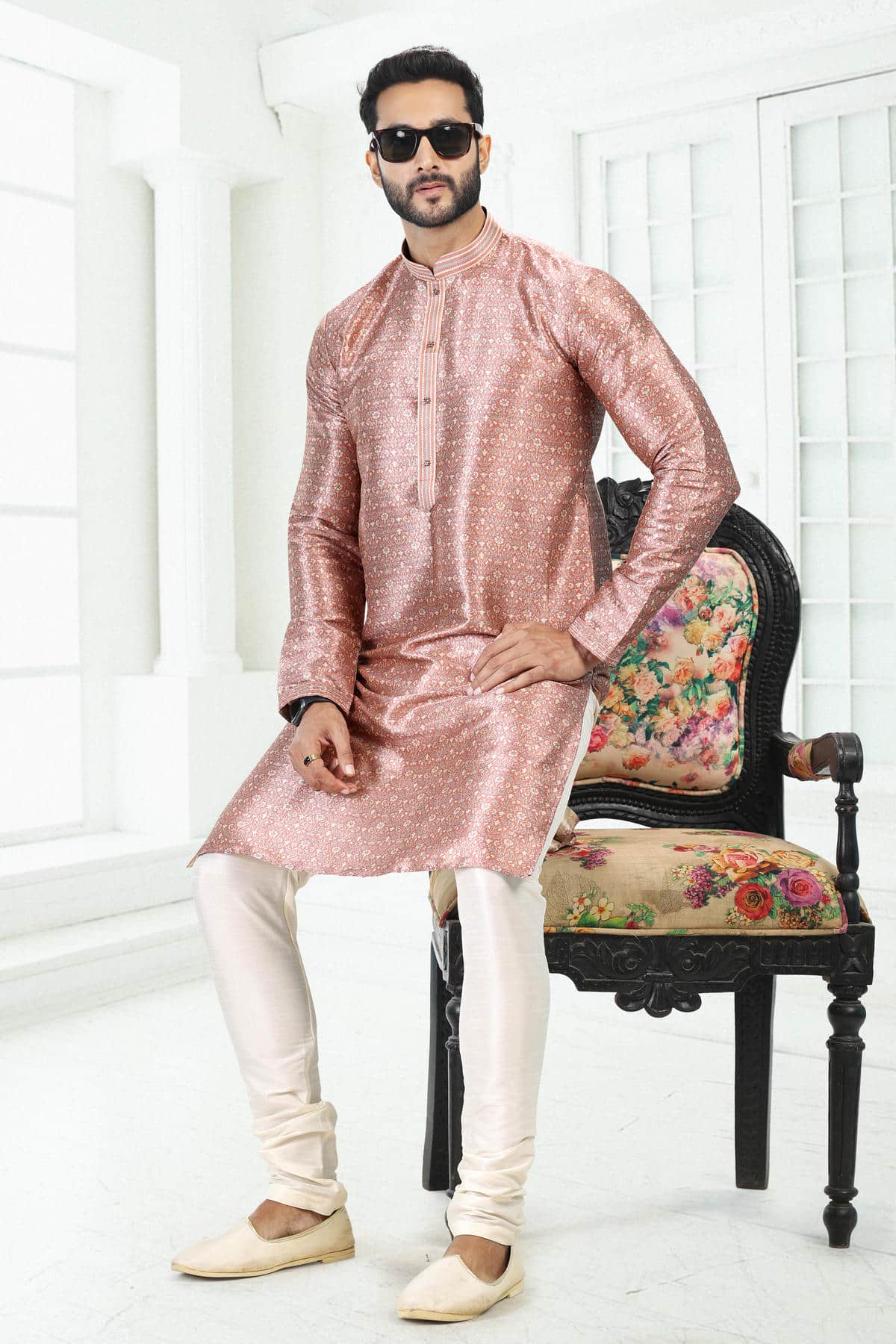 Banarasi Silk Kurta Pajama In Oniion Pink colour KP1230391 B