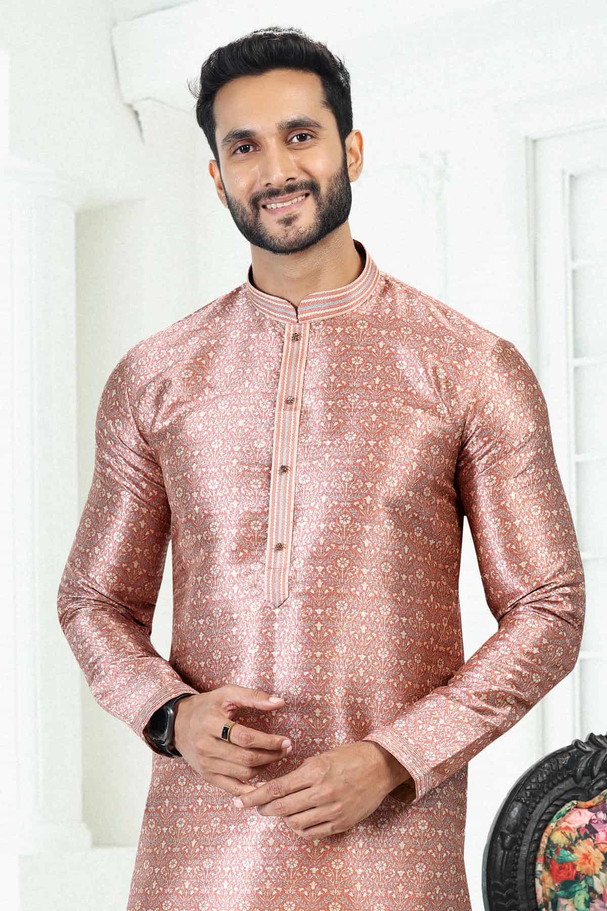 Banarasi Silk Kurta Pajama In Oniion Pink colour KP1230391 D