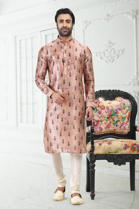 Banarasi Silk Kurta Pajama In Peach colour KP1230400 A