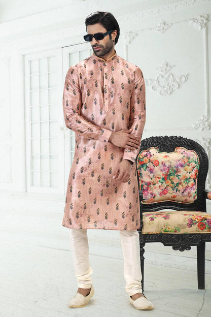 Banarasi Silk Kurta Pajama In Peach colour KP1230400 B