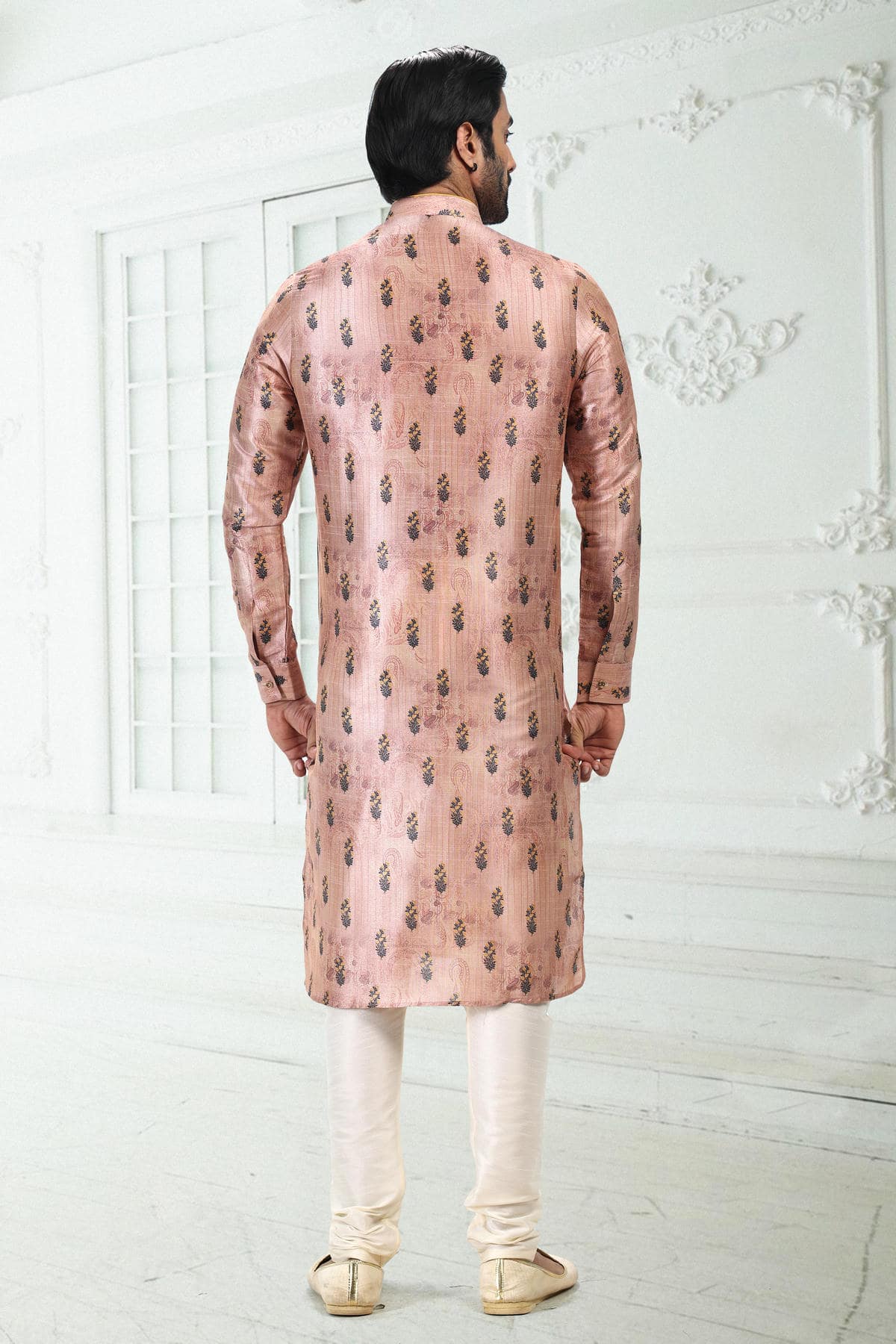Banarasi Silk Kurta Pajama In Peach colour KP1230400 C