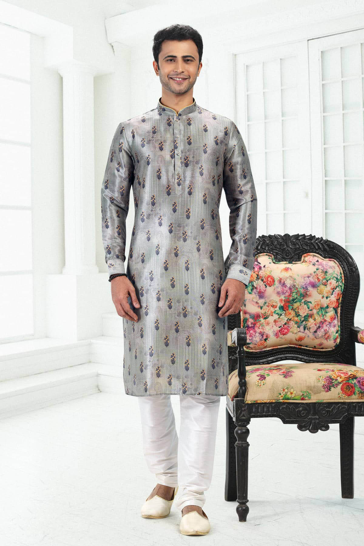 Banarasi Silk Kurta Pajama In Pista Green colour KP1230401 A