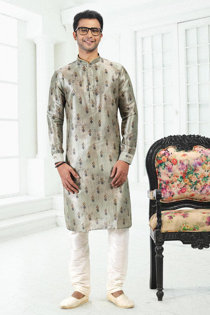 Banarasi Silk Kurta Pajama In Pista Green colour KP1230401 B