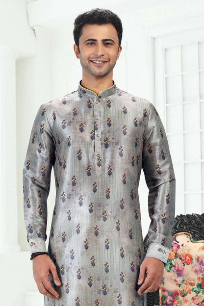 Banarasi Silk Kurta Pajama In Pista Green colour KP1230401 D