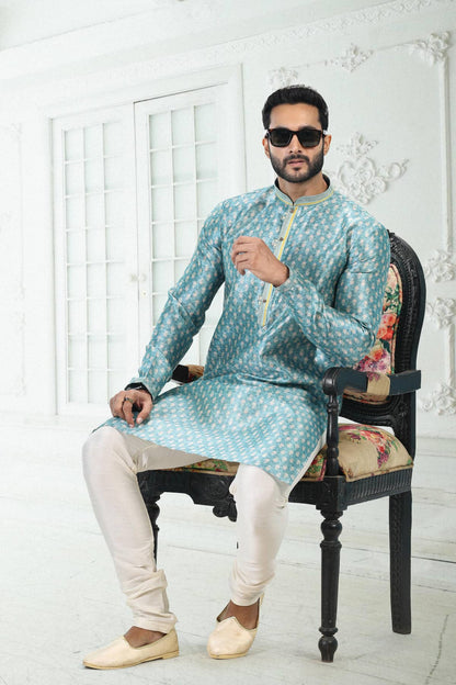 Banarasi Silk Kurta Pajama In Sky Blue colour KP1230392 B
