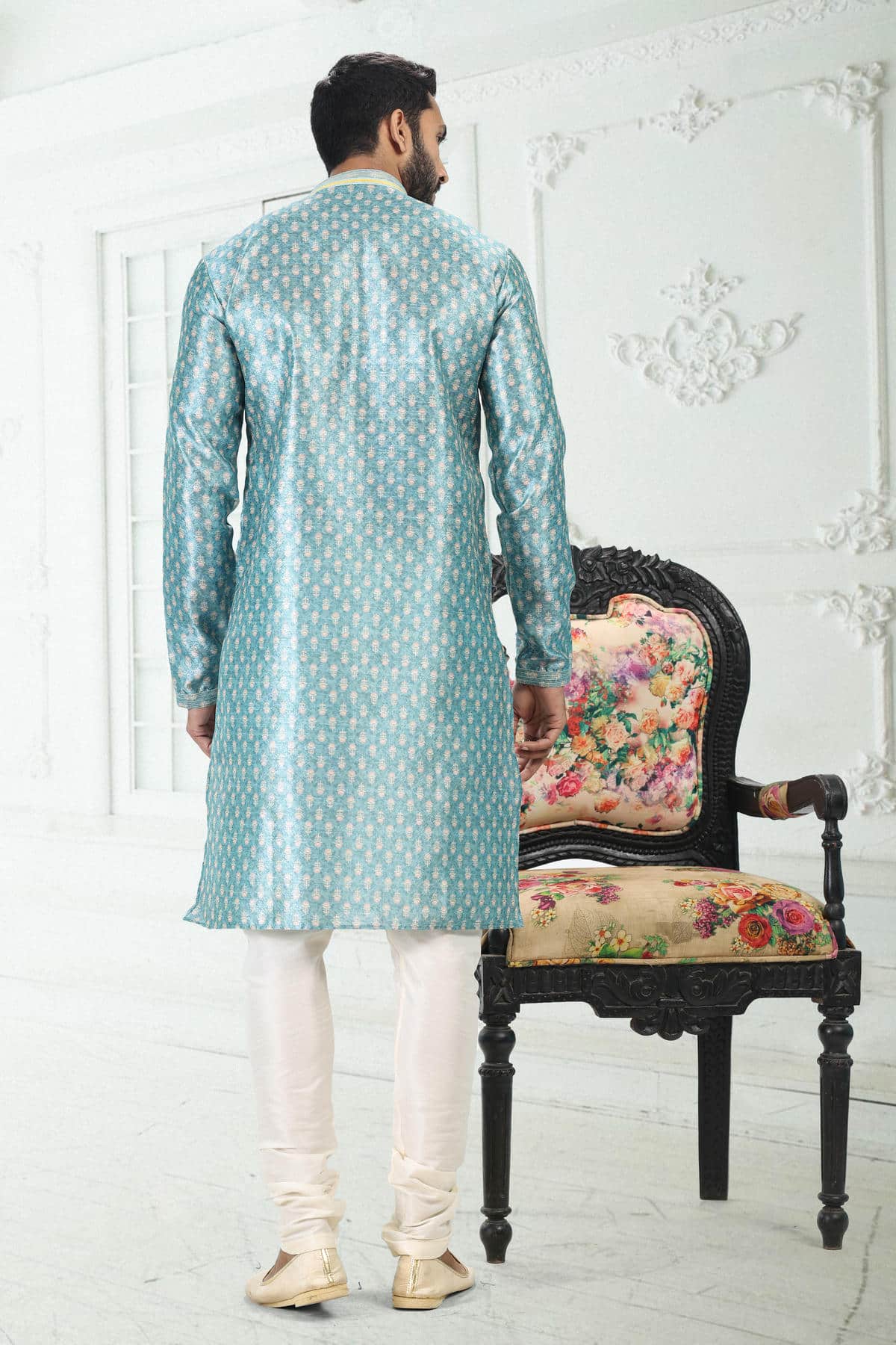 Banarasi Silk Kurta Pajama In Sky Blue colour KP1230392 C