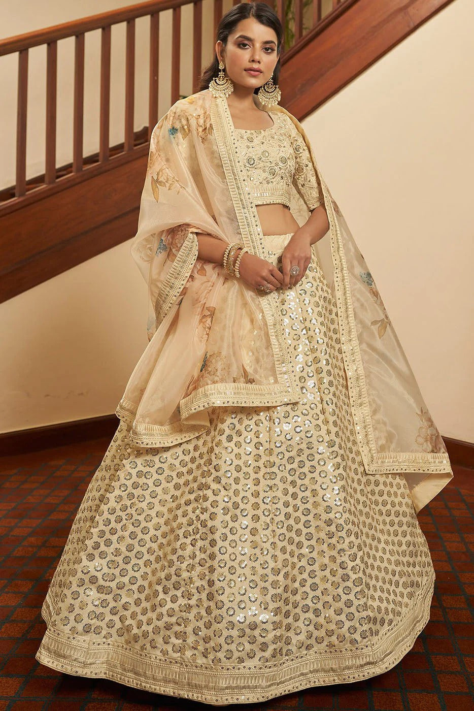 Beige Colour Art Silk Embroidery Lehenga Choli LC1150090