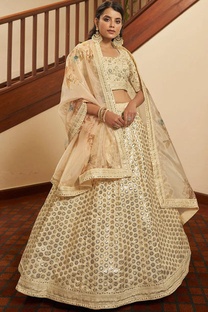 Beige Colour Art Silk Embroidery Lehenga Choli LC1150090