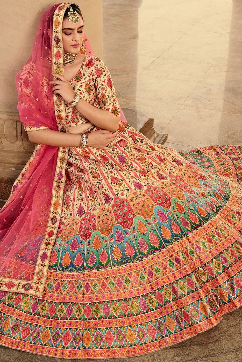 Beige Colour Art Silk Embroidery Lehenga Choli LC1150123 A