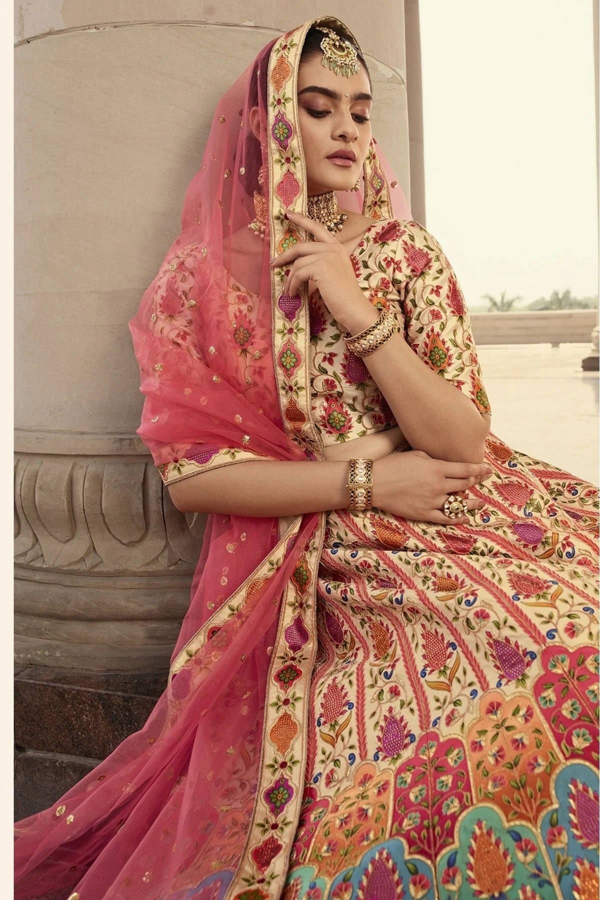 Beige Colour Art Silk Embroidery Lehenga Choli LC1150123 B