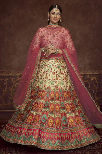 Beige Colour Art Silk Printed Lehenga Choli LC1150114