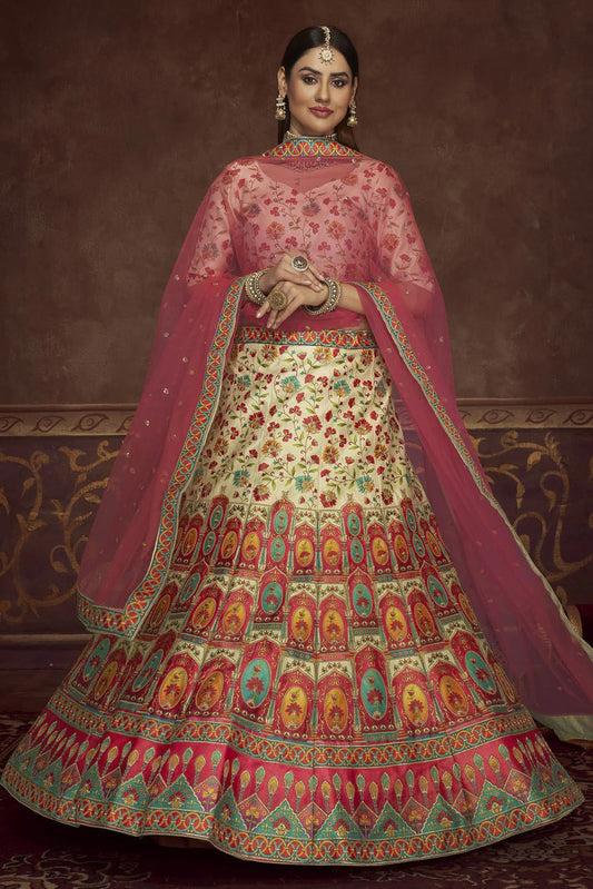 Beige Colour Art Silk Printed Lehenga Choli LC1150114