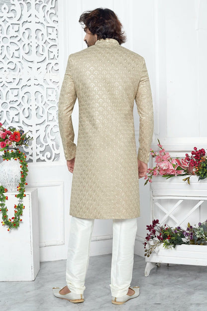 Beige Colour Art Silk Sherwani With Churidar Pant SH1230061 B