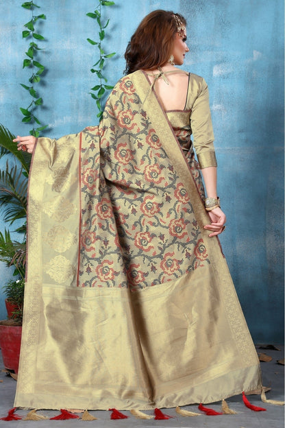Beige Colour Banarasi Art Silk Woven Saree SD1120794 A