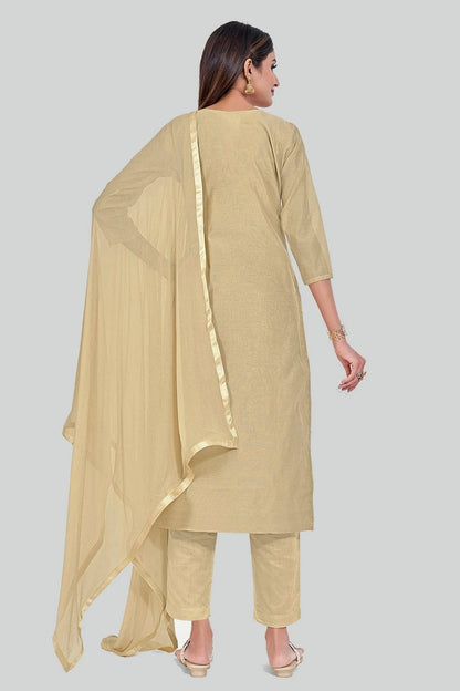 Beige Colour Chanderi Silk Pant Style Suit SM1110652 A
