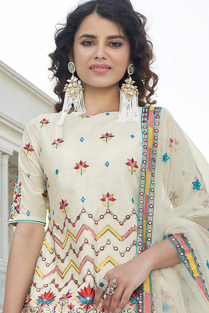 Beige Colour Chinon Chiffon Embroidery Lehenga Suit SM1150216 B