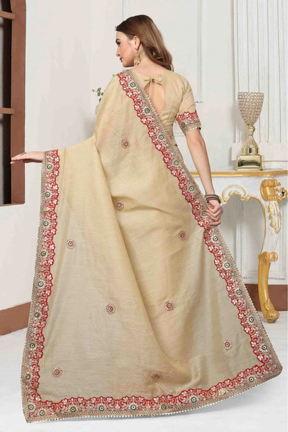 Beige Colour Cotton Silk Designer Saree SD1120457 A