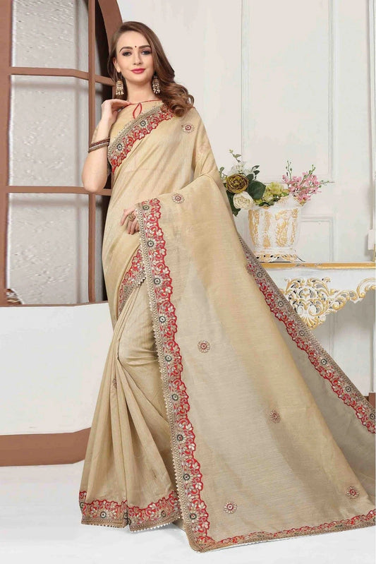 Beige Colour Cotton Silk Designer Saree SD1120457
