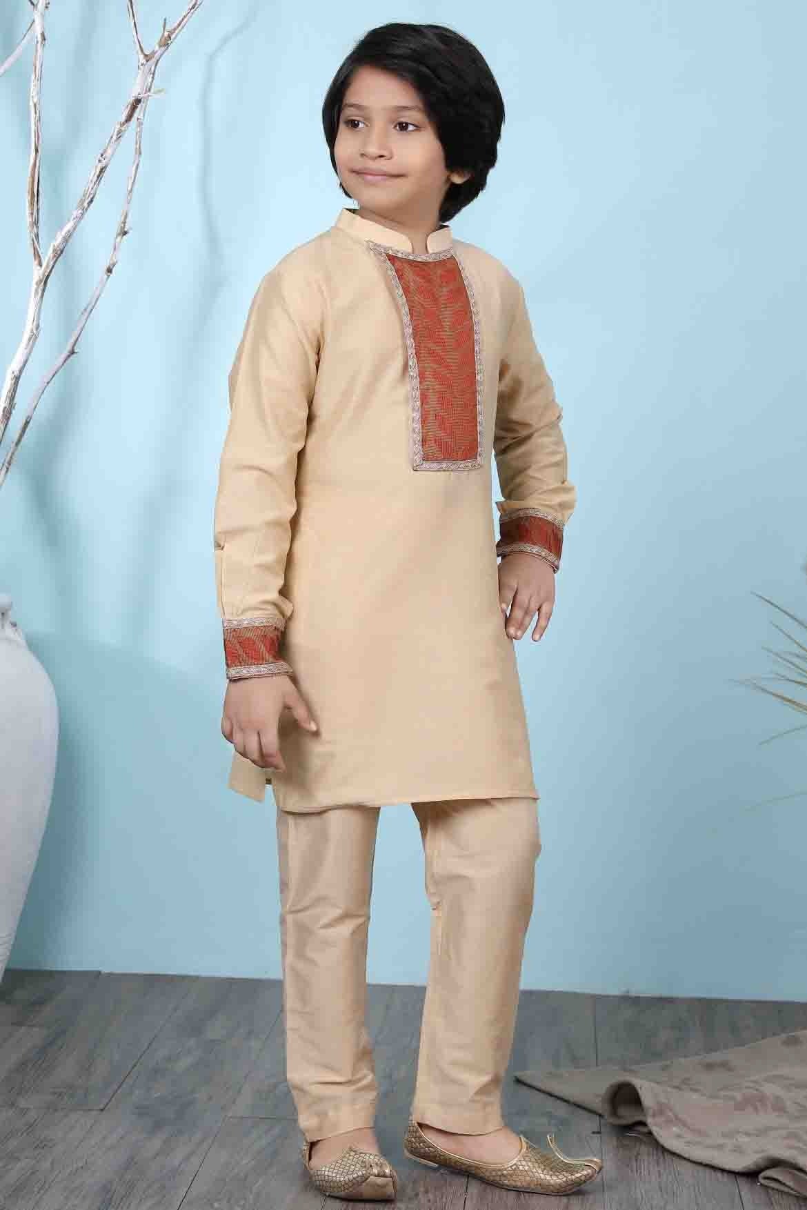 Beige Colour Cotton Silk Kurta Pajama BW1070066 B