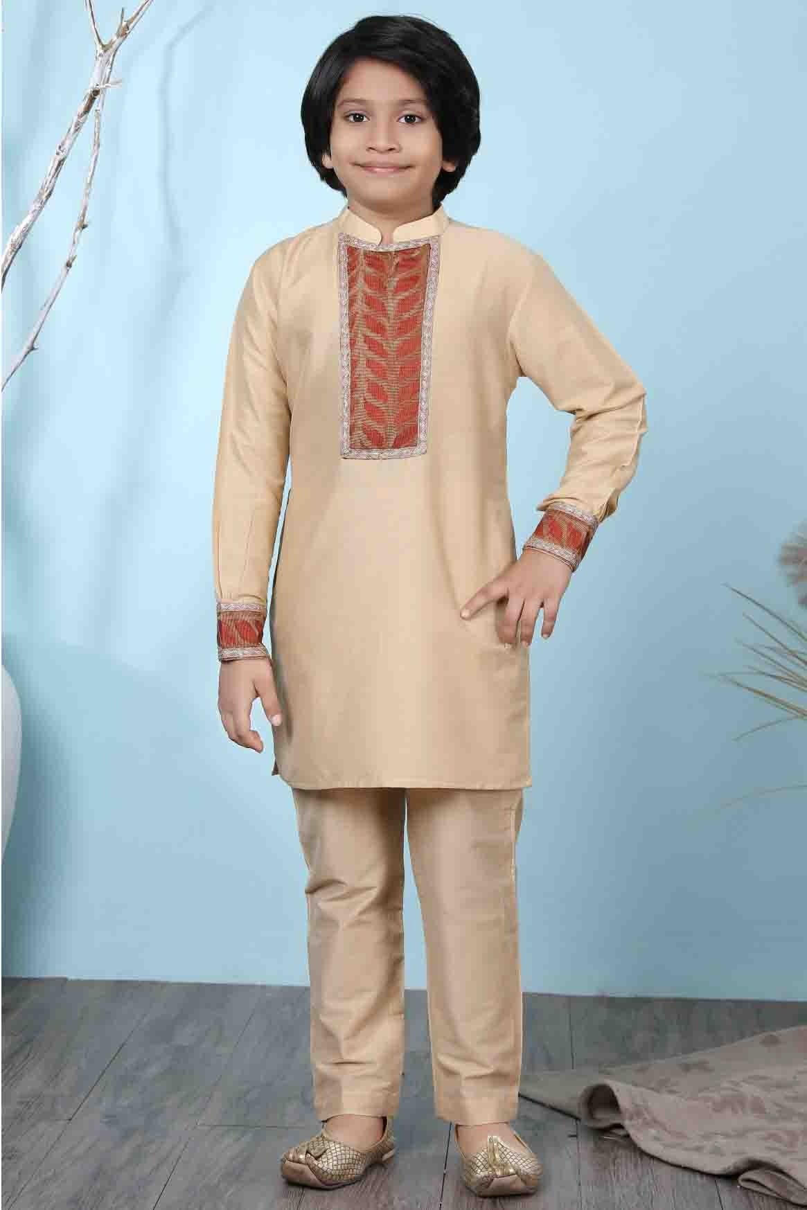 Beige Colour Cotton Silk Kurta Pajama BW1070066