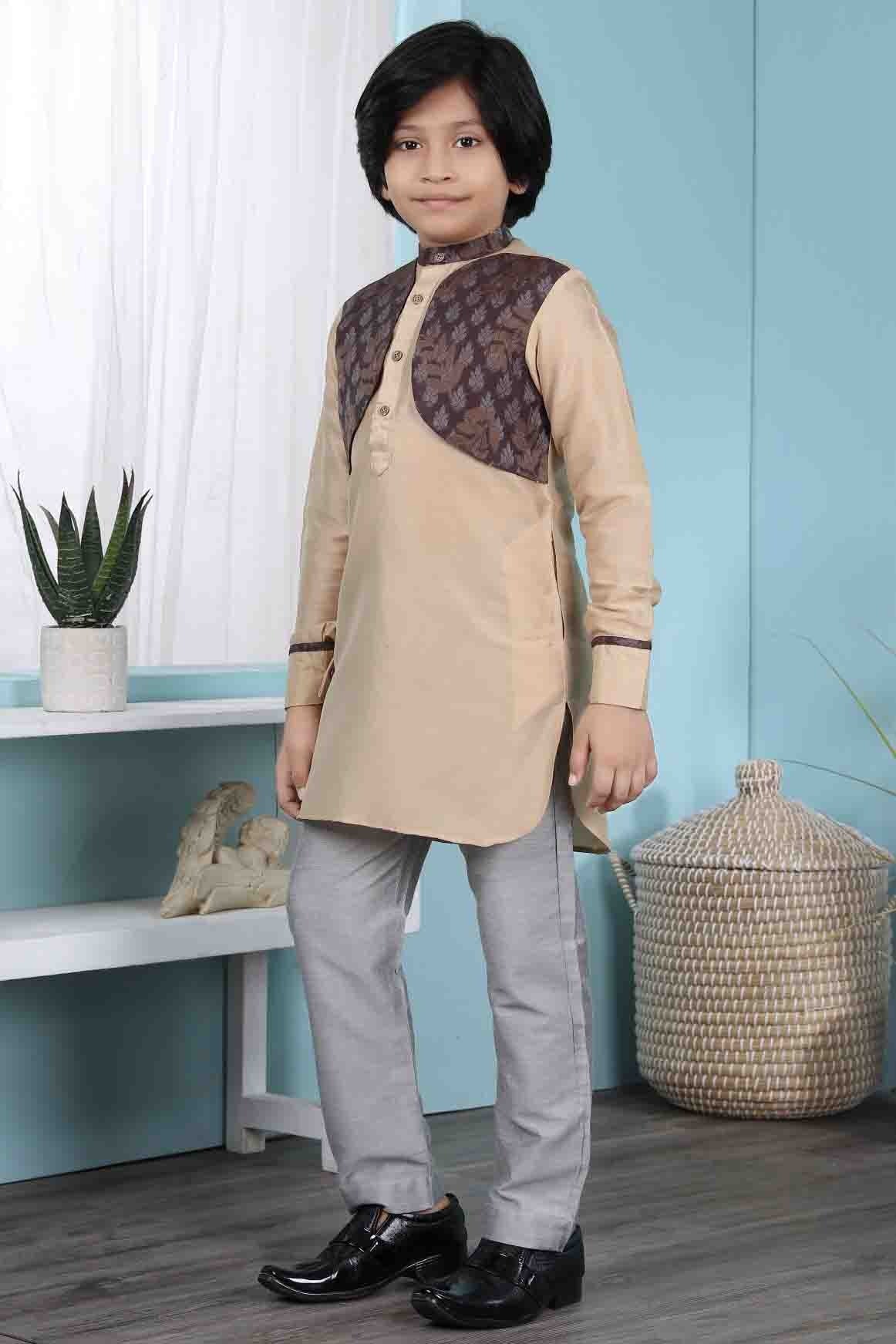 Beige Colour Cotton Silk Kurta Pajama BW1070078 A