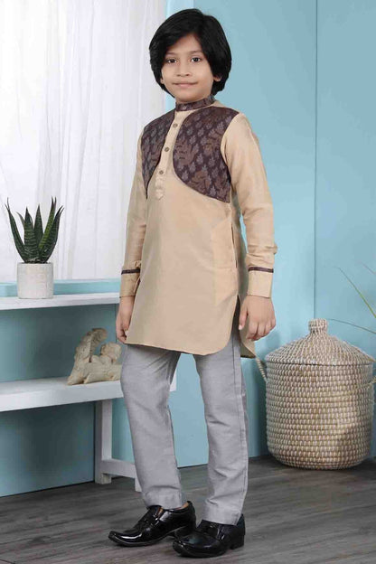 Beige Colour Cotton Silk Kurta Pajama BW1070078 A