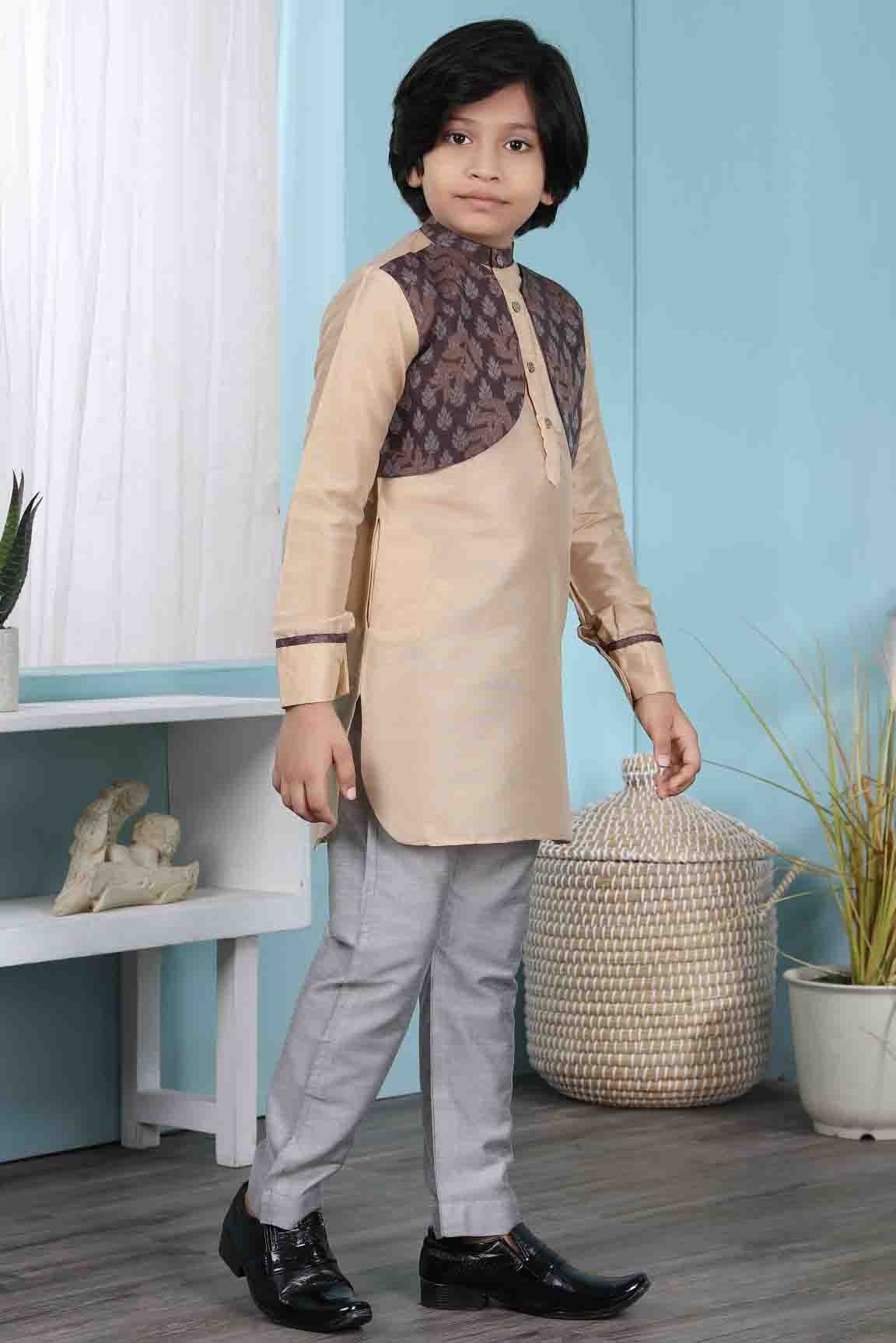 Beige Colour Cotton Silk Kurta Pajama BW1070078 B