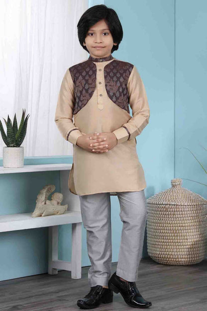 Beige Colour Cotton Silk Kurta Pajama BW1070078