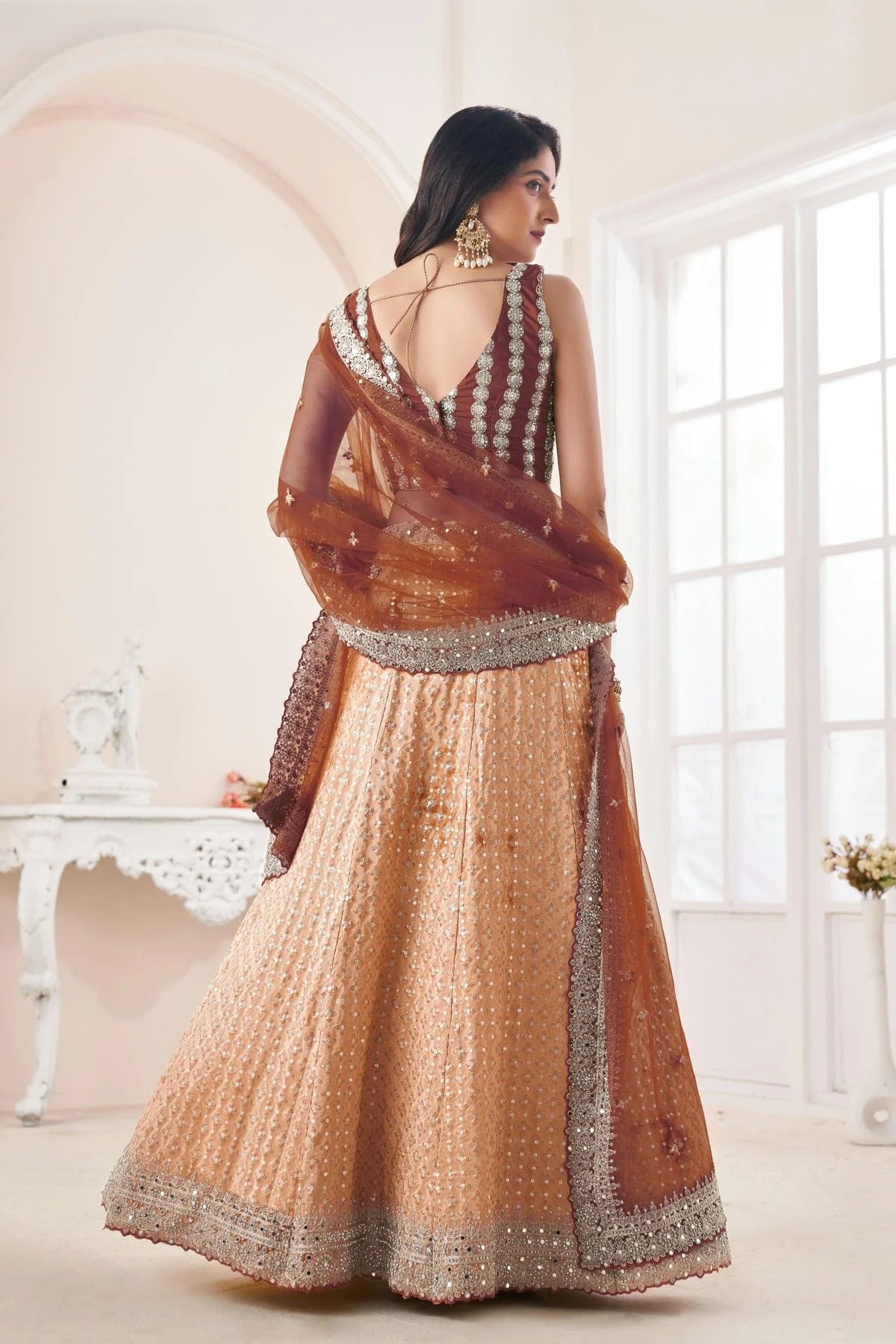 Beige Colour Embroidery Georgette Lehenga Choli LD1080833 A