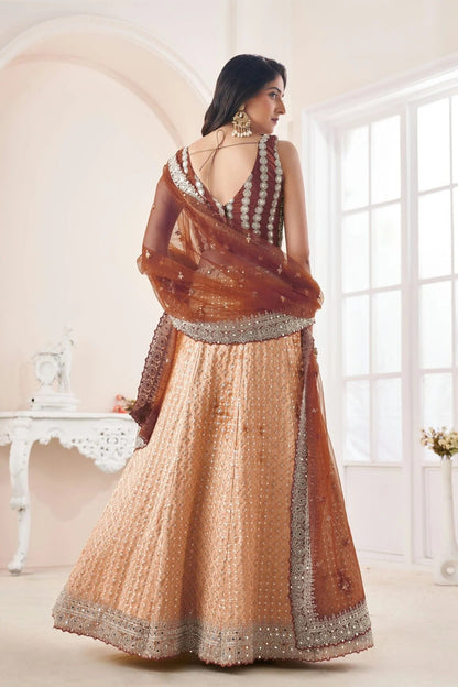 Beige Colour Embroidery Georgette Lehenga Choli LD1080833 A