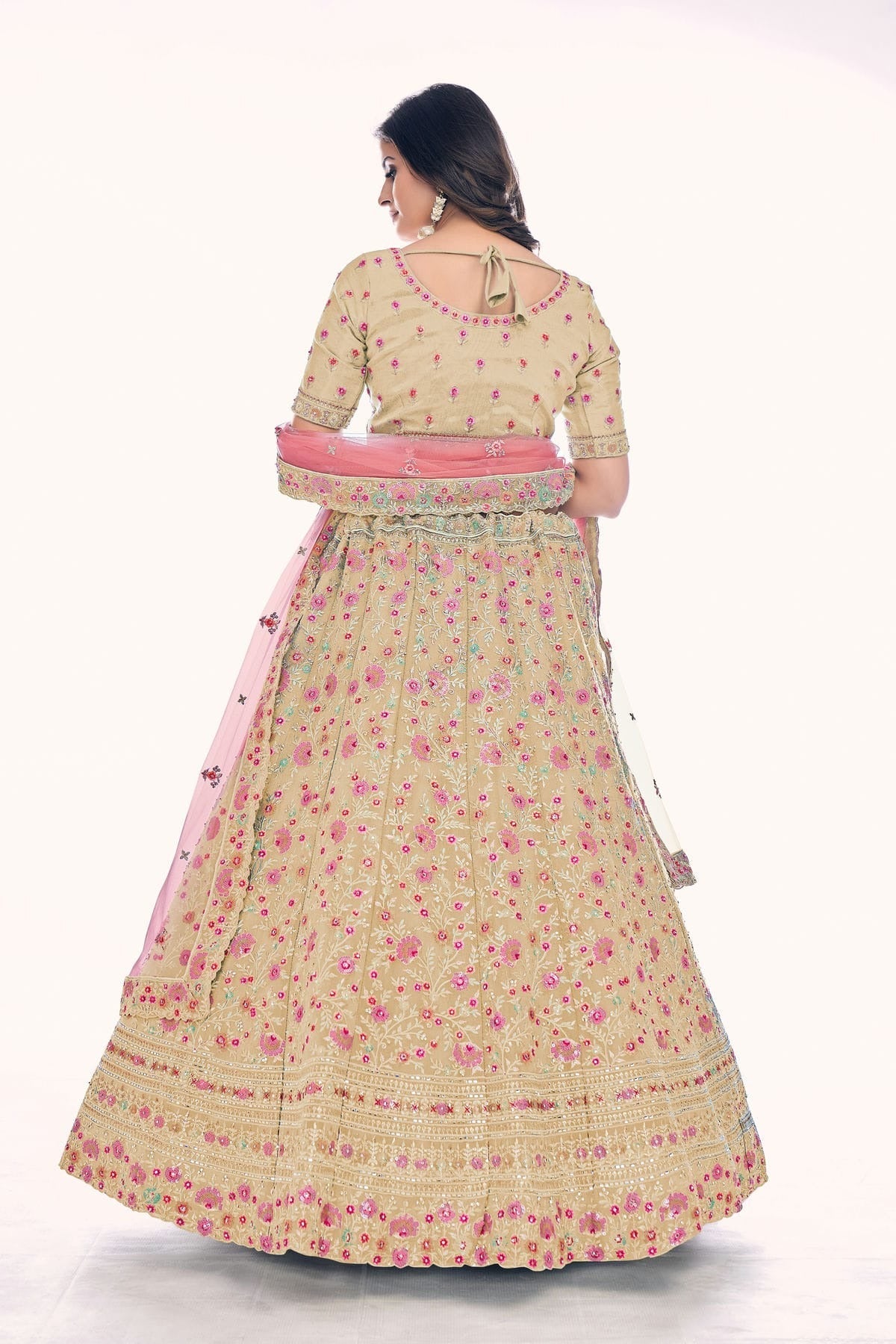 Beige Colour Embroidery Gota Silk Lehenga Choli LD1080772 A