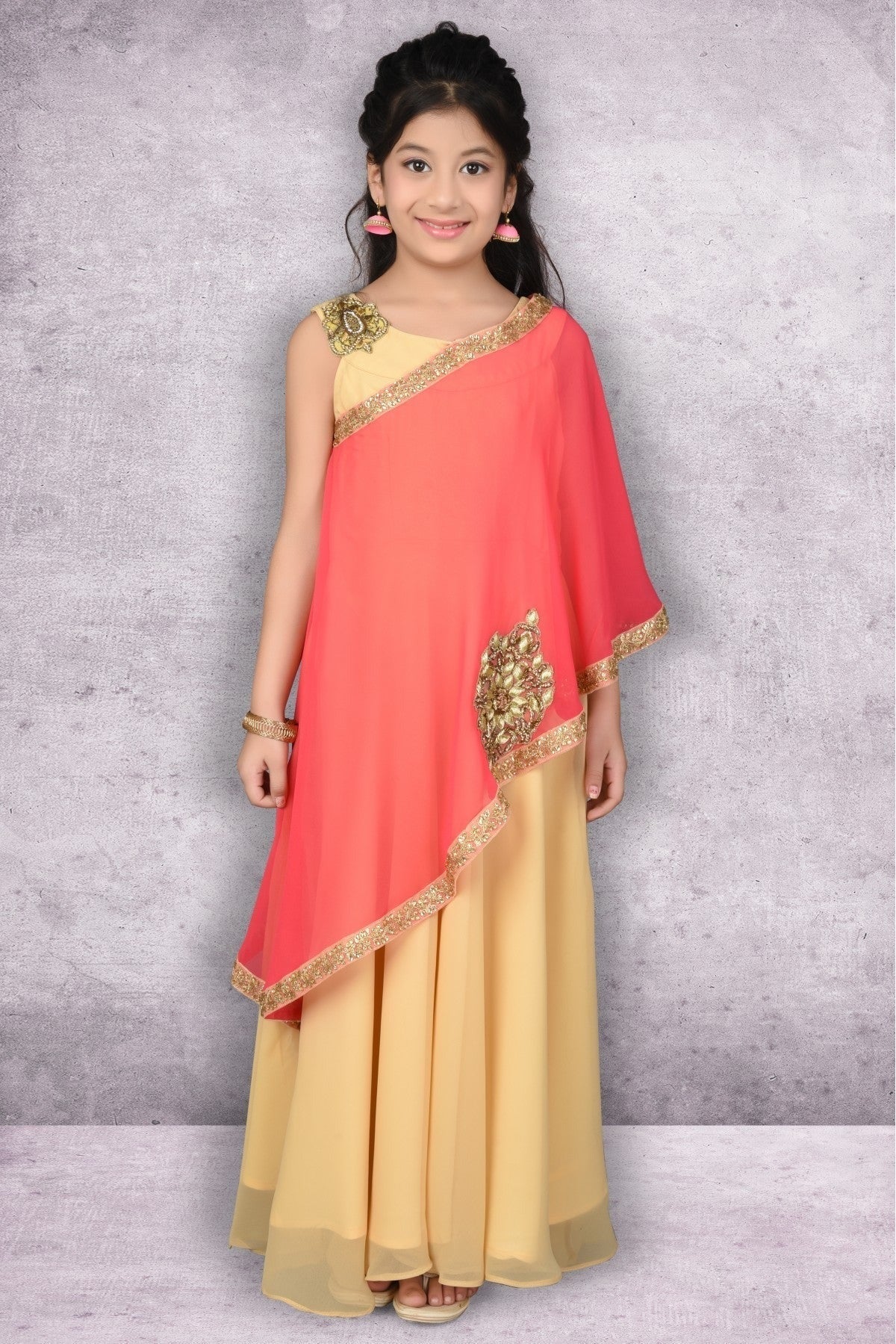 Beige Colour Faux Georgette Embroidery Frock GW1070036