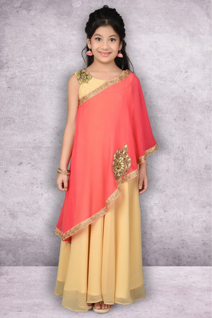 Beige Colour Faux Georgette Embroidery Frock GW1070036