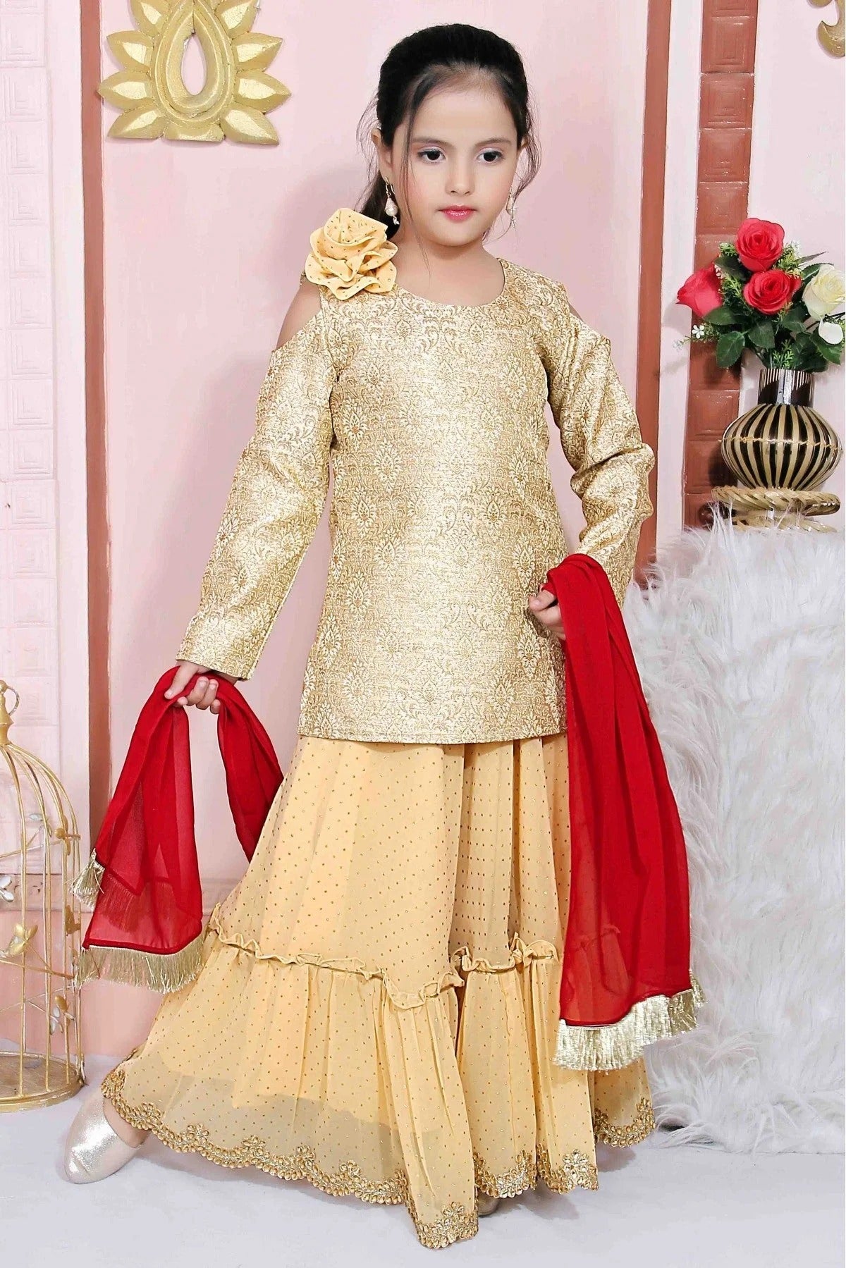 Beige Colour Faux Georgette Party Wear Lehenga Choli GW1070011