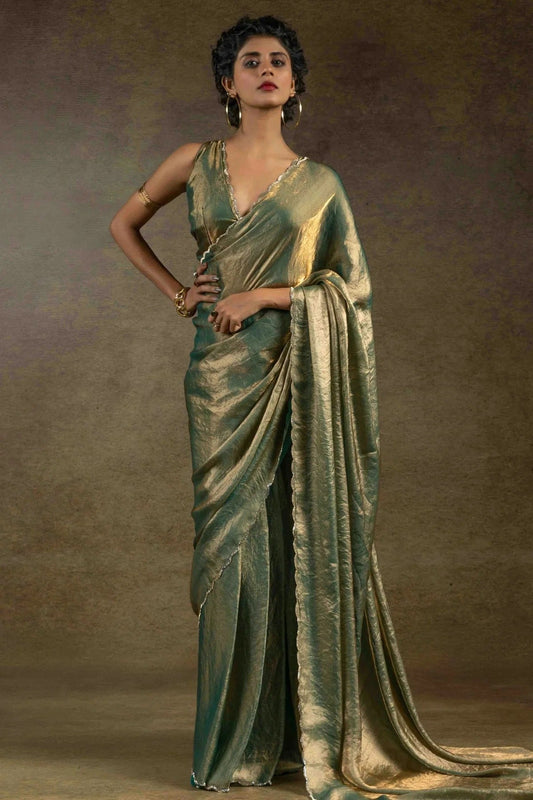 Beige Colour Fendi Satin Silk Ready To Wear Saree SD1122028