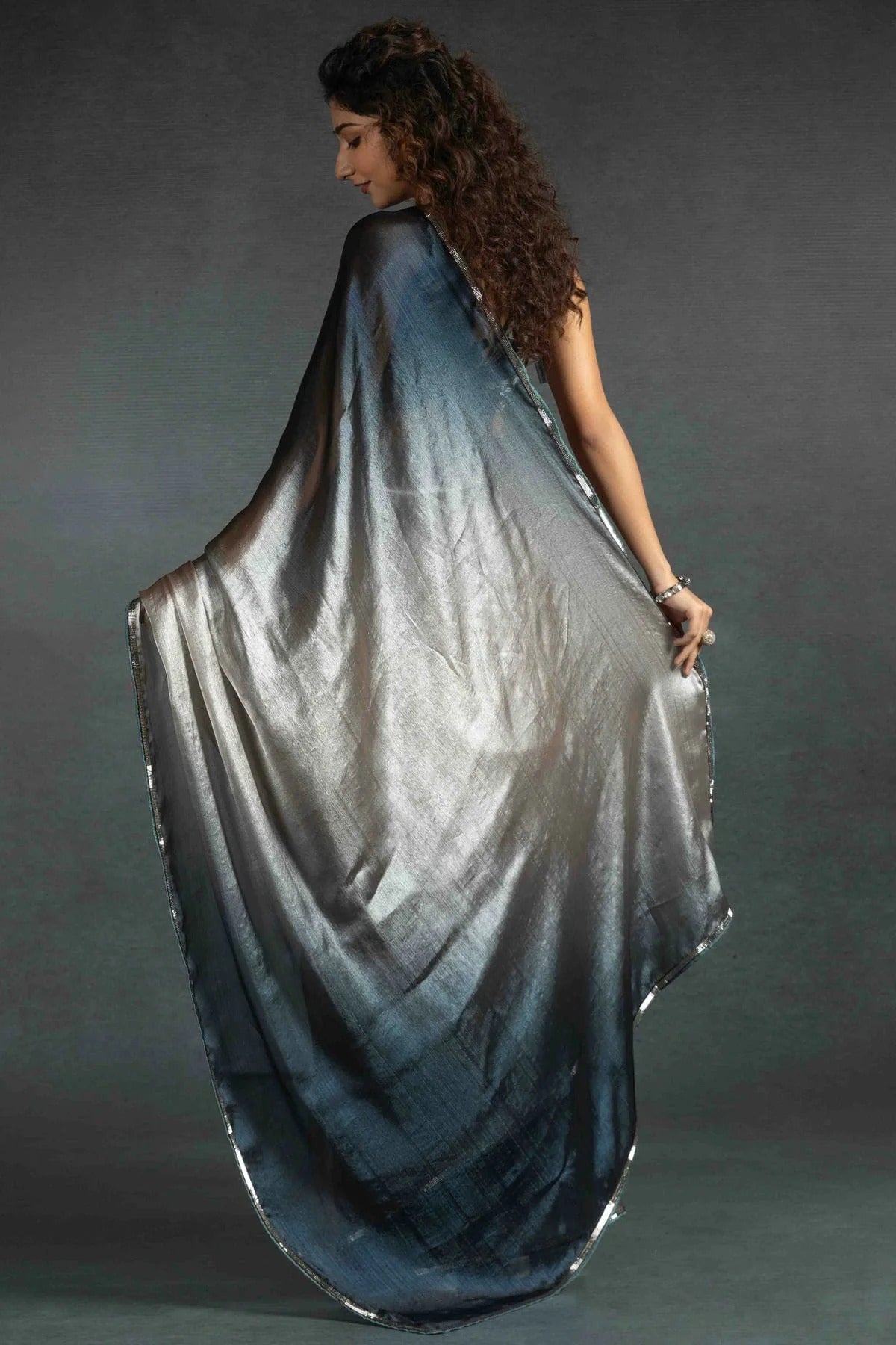 Beige Colour Fendi Satin Silk Ready To Wear Saree SD1122038 A